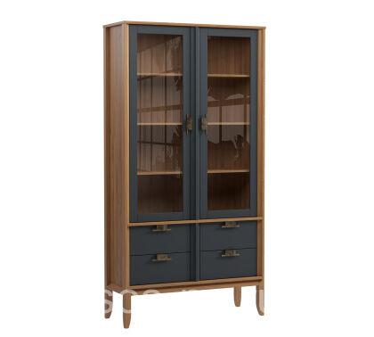 Шкаф Бридж широкий с 2 стеклянными дверями и 4 ящиками